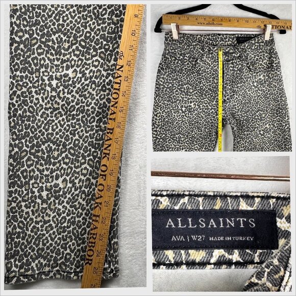 All Saints Womens Ava Straight Jeans Leopard Sz 27 - Picture 11 of 12